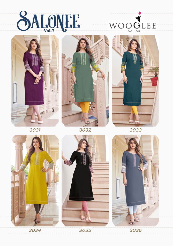 Salonee Vol 7 By Wooglee Rayon Designer Kurtis Wholesalers In Delhi